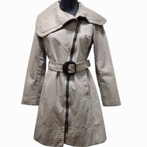 Soia & Kyo Cherry Spring Belted Trench Coat in Pale Grey Sand (M)